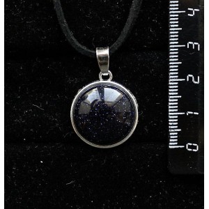 Кулон из авантюрина синего (синт.), круг 18мм