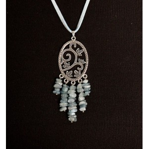 Кулон из аквамарина, галтовка, коннектор "плющ"