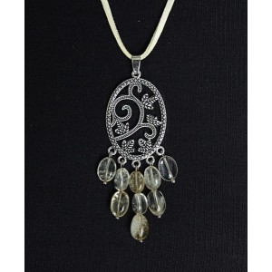 Кулон из цитрина, овалы 8-12мм, коннектор "плющ"