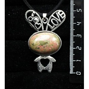 Кулон из унакита "зайчик", овал 25х18мм