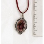 Кулон из граната и турмалина (кабошон-мозаика), овал 30х20мм, ажурная оправа
