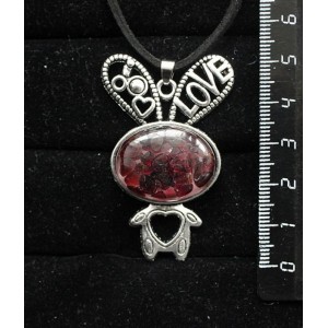 Кулон из граната (кабошон-мозаика), овал 25х18мм "зайчик", овал 25х18мм