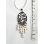 Кулон из жемчуга белого, шарик 5-6мм, коннектор "плющ"