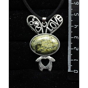 Кулон из змеевика "зайчик", овал 25х18мм