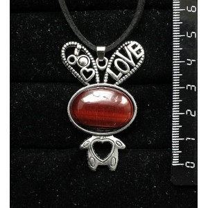 Кулон из бычьего глаза "зайчик", овал 25х18мм