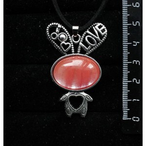 Кулон из халцедона розового "зайчик", овал 25х18мм