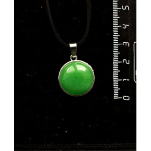 Кулон из кварца тонированного цвет хризопраз, круг 18мм