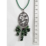 Кулон из цоизита, галтовка, коннектор "плющ"