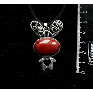 Кулон из яшмы красно-коричневой "зайчик", овал 25х18мм