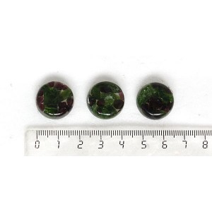 Хромдиопсид и гранат, кабошон-мозаика круг 18мм