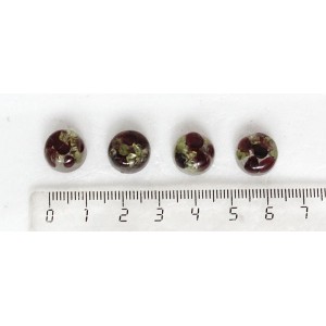 Хризолит и гранат, кабошон-мозаика круг 12мм