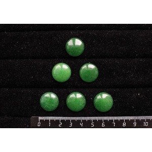 Кварц тонированный цвет хризопраз, кабошон , круг 18мм