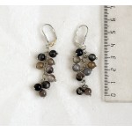 Серьги из агата, цвет белый с серым на цепочке