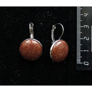 Серьги из авантюрина красного (синт.), круг 18мм, замок петелька