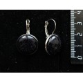 Серьги из авантюрина синего (синт.), круг 18мм, замок петелька