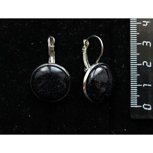 Серьги из авантюрина синего (синт.), круг 18мм, замок петелька
