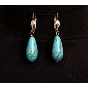 Cерьги из бирюзы (имитация), капля 20х12мм