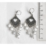 Cерьги из каулита (нат., имитация кахолонга), шарик 6мм, коннектор "сердце в ромбе" + хрусталь