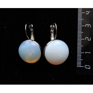 Серьги из опала (синт.), круг 18мм, замок петелька