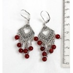 Cерьги из сердолика (шарик 6мм на цепочке), коннектор "сердце в ромбе"