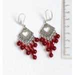 Cерьги из сердолика (шарик 6мм), коннектор "сердце в ромбе" + хрусталь