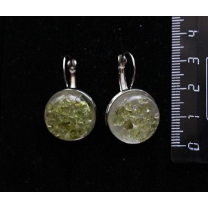 Серьги из хризолита (кабошон-мозаика), круг 18мм, замок петелька