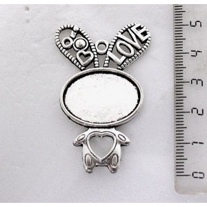 Основа для кабошона, сеттинг овал 25х18мм, "зайка-love" цвет античное серебро