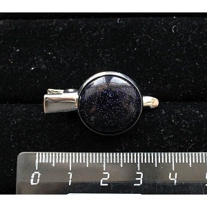 Заколка-крокодил с авантюрином синим (синт.), круг 20мм