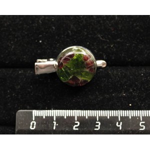 Заколка-крокодил с хромдиопсидом и гранатом (кабошон-мозаика), круг 18мм