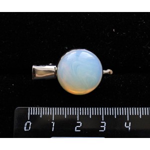 Заколка-крокодил с опалом (синт.), круг 20мм