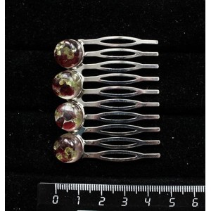 Заколка-шпилька из хризолита и граната (кабошон-мозаика), 4 камня круг 12мм