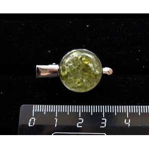 Заколка-крокодил с хризолитом (кабошон-мозаика), круг 18мм