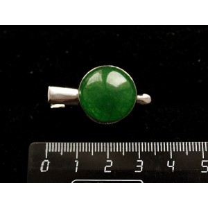 Заколка-крокодил с кварцем тонированным цвет хризопраз, круг 18мм