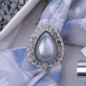 Кольцо для платка "Барокко" капля, цвет серый, цвет серебристый Кольцо для платка "Барокко" капля, цвет серый, цвет серебристый