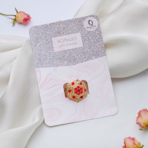 Кольцо для платка "Классика" многоугольник, цвет красный, цвет золотистый