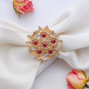 Кольцо для платка "Подсолнухи", цвет бело-красный, цвет золотистый