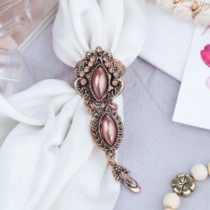 Кольцо для платка "Византия", цвет коричневый в черненом золоте