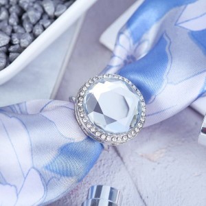 Кольцо для платка "Кристалл" круг, цвет белый, цвет серебристый