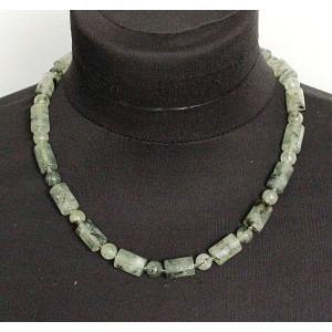 Бусы из пренита, цилиндр с огранкой и шарик 8мм, 48см