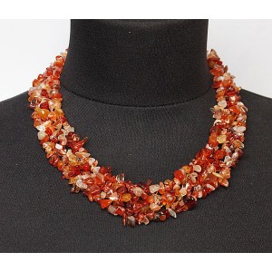 Колье из сердолика плетеное, галтовка