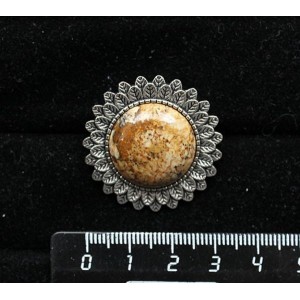 Брошь из яшмы песочной "подсолнух", круг 20мм