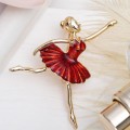 Брошь спортивная "Балерина" в танце, цвет красный, цвет золотистый (эмаль)