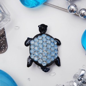 Брошь "Черепашонок", цвет розово-голубой, цвет серебристый (стразы, эмаль)