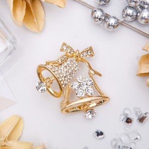 Брошь "Колокольчики", цвет белый, цвет золотистый (стразы)