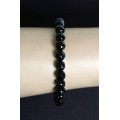 Браслет из агата черного, шарик 8мм огранка