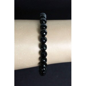 Браслет из агата черного, шарик 8мм огранка