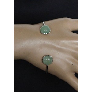 Браслет из авантюрина зеленого 2 круга 12мм, жесткая основа