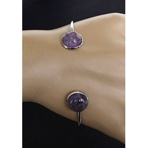 Браслет из аметиста 2 круга 12мм, жесткая основа