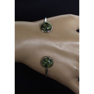 Браслет из змеевика 2 круга 12мм, жесткая основа