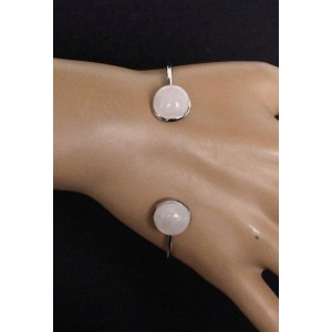 Браслет из кварца розового 2 круга 12мм, жесткая основа